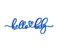 World of Sparkles | "Hello Baby" Personalized Baby Shower Cake Charm Acrylic 3mm Thick and Classy - 5" 6" 7" (Blue Mirror) 6inch