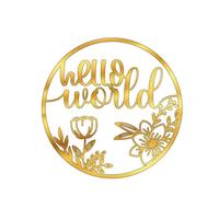World of Sparkles | Hello World Baby Shower Cake Topper Acrylic 3mm Thick and Classy - 6" & 6" (Pink Mirror)