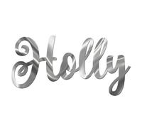 World of Sparkles | "Holly" Personalized Name & Word Celebration Cake Name and Word Charm Acrylic 3mm Thick and Classy - 3" 4" 5" 6" (Silver Mirror) 4inch