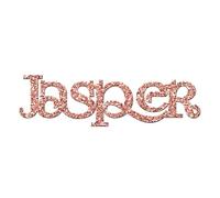 World of Sparkles | Jasper Personalized Name & Word Celebration Cake Name and Word Charm Acrylic 3mm Thick and Classy - 3" 4" 5" 6" (Rose Gold Glitter) 4inch