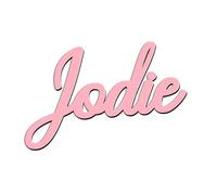 World of Sparkles | "Jodie" Personalized Celebration Cake Charm Acrylic 3mm Thick and Classy | Custom Name/Word - 3" 4" 5" 6" (Pastel Baby Pink) 3inch