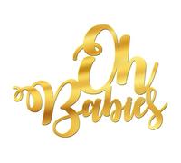 World of Sparkles | "Oh Babies Baby Shower Cake Charm Acrylic 3mm Thick and Classy - 4" 5" 6" (Iridescent) 5inch