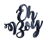 World of Sparkles | "Oh Boy" Baby Shower Cake Charm Acrylic 3mm Thick and Classy - 4" 5" 6" (Dark Grey Mirror) 6inch