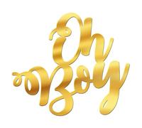 World of Sparkles | "Oh Boy" Baby Shower Cake Charm Acrylic 3mm Thick and Classy - 4" 5" 6" (Iridescent) 4inch