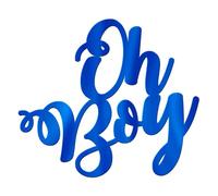 World of Sparkles | "Oh Boy" Baby Shower Cake Charm Acrylic 3mm Thick and Classy - 4" 5" 6" (Pastel Baby Blue) 6inch