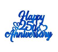 World of Sparkles | Personalised Anniversary Number Cake Topper & Cake Charm | Anniversary Cake Decoration | Blue Mirror - 4"