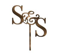 World of Sparkles | Personalised Wedding Initials Cake Topper & Cake Charm | Wedding Cake Decoration | Bronze Mirror - 4"