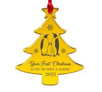 World of Sparkles | Personalized First Christmas with the Family Bauble Ornament | Custom Acrylic 3mm (Bronze Mirror) Tree Shape