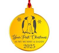 World of Sparkles | Personalized First Christmas with the Family Bauble Ornament | Custom Acrylic 3mm (Gold Mirror) Bauble Shape