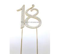 World of Sparkles Silver Number Cake Toppers with Diamante Diamonds Rhinestones Gold for Birthday Kids Children Anniversary Party Decoration (18, 12cm)