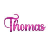 World of Sparkles | "Thomas" Personalized Name & Word Celebration Cake Name and Word Charm Acrylic 3mm Thick and Classy - 3" 4" 5" 6" (Pink Mirror) 6inch