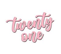 World of Sparkles | "Twenty One" Personalized Birthday Celebration Cake Charm Acrylic 3mm Thick and Classy - 3" 4" 5" 6" (Pastel Baby Pink) 4inch