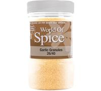 World of Spice Garlic Granules 500g Spice Jar - Premium 26/40 Mesh 100% Pure Garlic Granules - Gourmet Spices and Seasonings - Catering Spices for Chicken, Curries, Stews & Soups