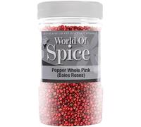 World of Spice Pink Peppercorns Whole 190g Spice Jar for Cooking - 100% Natural Premium Pepper for Grinding - Dried Pink Peppercorns for Grinder Refill - Gourmet Spices and Seasonings