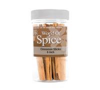 World of Spice Whole Cinnamon Sticks 6 Inch - 200g Catering Size Jar - Premium 100% Natural Seasoning for Cooking & Baking for Home Cooks & Commercial Kitchens