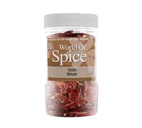 World of Spice Whole Dried Red Chillies 110g Catering Size Jar - Premium Spicy Chilli Pods for Grinding or Use Whole, Seasoning for Cooking - Home Cooks, Professional Chefs & Commercial Kitchens