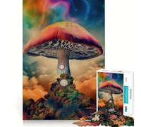 World of Trippy Mushrooms Jigsaw Puzzle 1000 Piece Cognitive Fun Play Precise Interlock Structure Bonding Activity for Loved Ones (50x75cm)