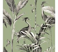 World of Wallpaper Azzurra Leaf Wallpaper - Sage Green/Grey - Sage Green/Grey - 10m x 0.5m