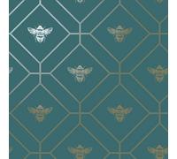 World of Wallpaper Bee Wallpaper in Teal World of Wallpaper Teal