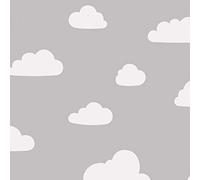 World of Wallpaper Clouds, Matte, Grey/White (A618 CAO 3) | Easy to apply wallcovering, Feature Wall, Nursery, Fluffy, Bedroom (10.05m x 53cm roll)