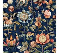 World of Wallpaper Curious Creatures, Multi/Navy Blue (50472)