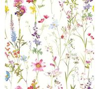 World of Wallpaper Elsie Watercolour Floral Wallpaper - Perfect for Living Rooms, Bedrooms, and Kitchens Spring Flowers White/Pink, Purple, Blue, Green AF0038