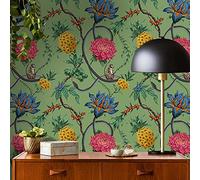 World of Wallpaper Forbidden Fruit Wallpaper Exotic Floral Animals Green/Multi 39002 - Feature Wall Paper for Living Room Bedroom Hallway Lounge