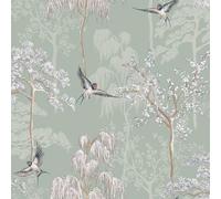 World of Wallpaper Japanese Garden, Pearlescent, Sage Green (946102)