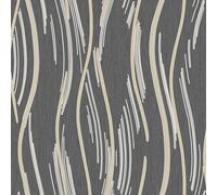 World of Wallpaper Shimmer Wave, Metallic Matte, Black/Gold (AF0023)
