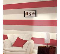 World of Wallpaper Stripe, Lightly Textured, Red/Cream/Grey (E40910)
