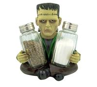 World of Wonders Frankenstein Figurine Decorative Spice Holder with Refillable Salt and Pepper Shakers 3 Piece Set | Universal Monsters Goth Kitchen Accessories - 5.5"