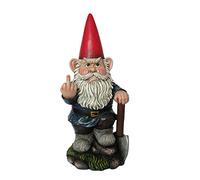 World Of Wonders Naughty Garden Gnome with Axe Flipping Bird Statue