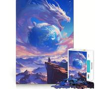 World on Palm Dragon Anime Adults 1000 Piece Jigsaw Puzzle Think Exercise Game Zero Gap Bonding Activity for Loved Ones (38x26cm)