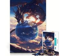 World on Palm Dragon Anime Jigsaw Puzzle 1000 Piece Mental Fun Game No Gap Tight Fitting Design for Family Gatherings (38x26cm)
