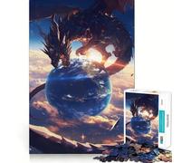 World on Palm Dragon Anime Jigsaw Puzzle1000 Pieces Thinking Skill Game Seamless Fit Precise Pieces Family Fun Night Activity (50x75cm)