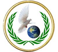 World Peace Dove Symbol Gold Round Badge with Velvet Bag, 22mm In Diameter, Metal, 22mm In Diameter, Metal