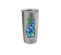World Peace Earth Day Awareness Peace Sign Hand Gesture Stainless Steel Insulated Tumbler
