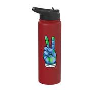 World Peace Earth Day Awareness Peace Sign Hand Gesture Stainless Steel Insulated Water Bottle