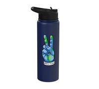 World Peace Earth Day Awareness Peace Sign Hand Gesture Stainless Steel Insulated Water Bottle