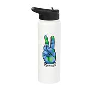 World Peace Earth Day Awareness Peace Sign Hand Gesture Stainless Steel Insulated Water Bottle