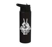 World Peace Earth Day Celebration Peace Sign Hand Gesture Stainless Steel Insulated Water Bottle