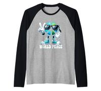 World Peace On Earth Global Love Peace Sign Sunglass Sneaker Raglan Baseball Tee