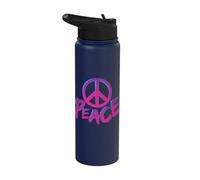 World Peace Sign Hippie Pink Purple Peace Symbol Gift Stainless Steel Insulated Water Bottle