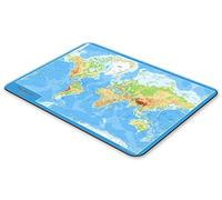 World Physical Map - Table Place Mat - High Gloss Finish - Heat Resistant and Wipe Clean Hardboard - 23 x 32 Centimetres