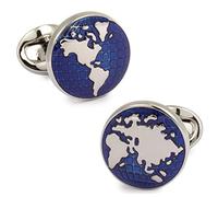 World Planet Plated Blue 17mm Shirt Cufflinks | Original Cufflinks for Shirts | for Men and Boys | Gifts for Weddings, Communions, Baptisms and Other Events