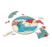 World Puzzle For Kids - Wood Continents Learning Game | Colorful World Map Jigsaw Puzzle | Educational Geography Toy For Children Boys Girls Preschool Kindergarteners Playroom Home Schooling