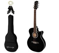 World Rhythm 3/4 Acoustic Guitar - Small Body Cutaway Guitar for Beginners in Black