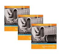 World Rhythm Acoustic Guitar Strings - Light (.011 - .052) Gauge Strings with Spare High 'e' Strings - 3 Pack