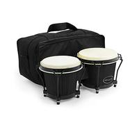 World Rhythm BON7 Bongos 6” & 7” Beginners Oak Bongo Drums - Matte Black Bongos with Padded Gig Bag