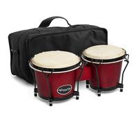 World Rhythm BON7 Bongos 6” & 7” Beginners Oak Bongo Drums - Wine Red Bongos with Padded Gig Bag